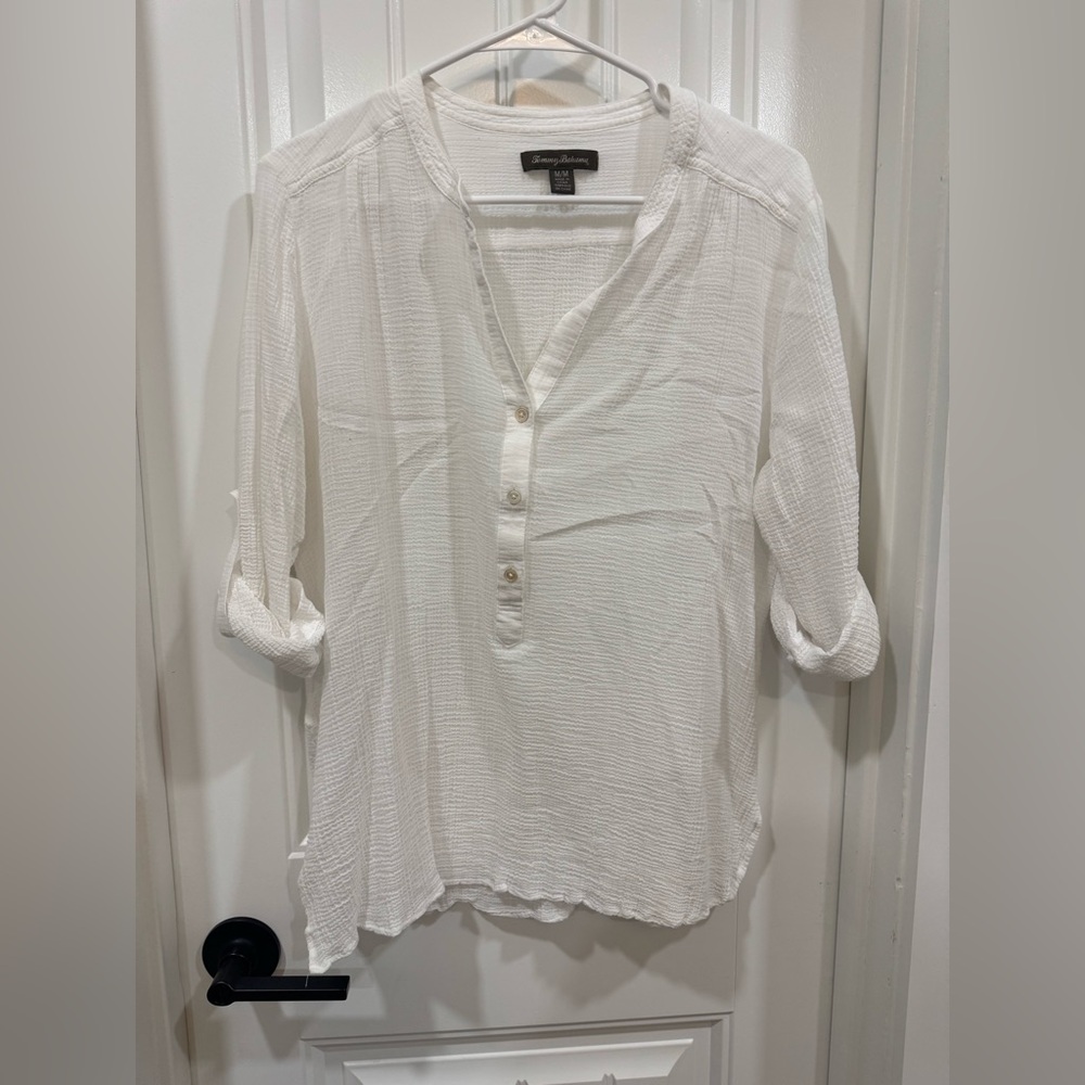 Tommy Bahama White Textured Blouse